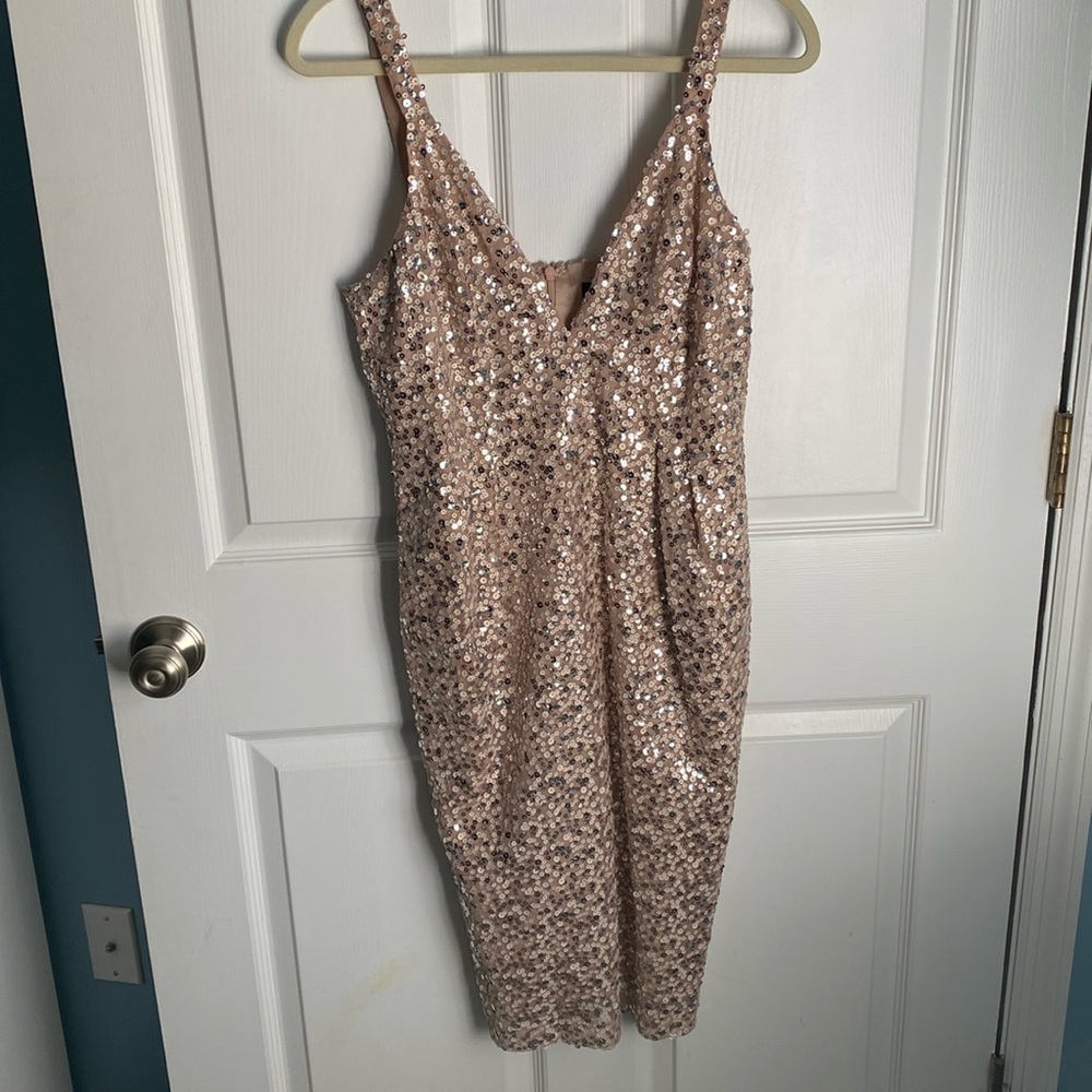 Jill Stuart Cocktail Dress Sequins Champagne Color Size 8